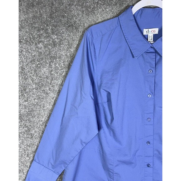 Denim & Co Long Sleeve Button Up Tunic Top Womens Size 1X Stretch Blue Pockets - Picture 6 of 15